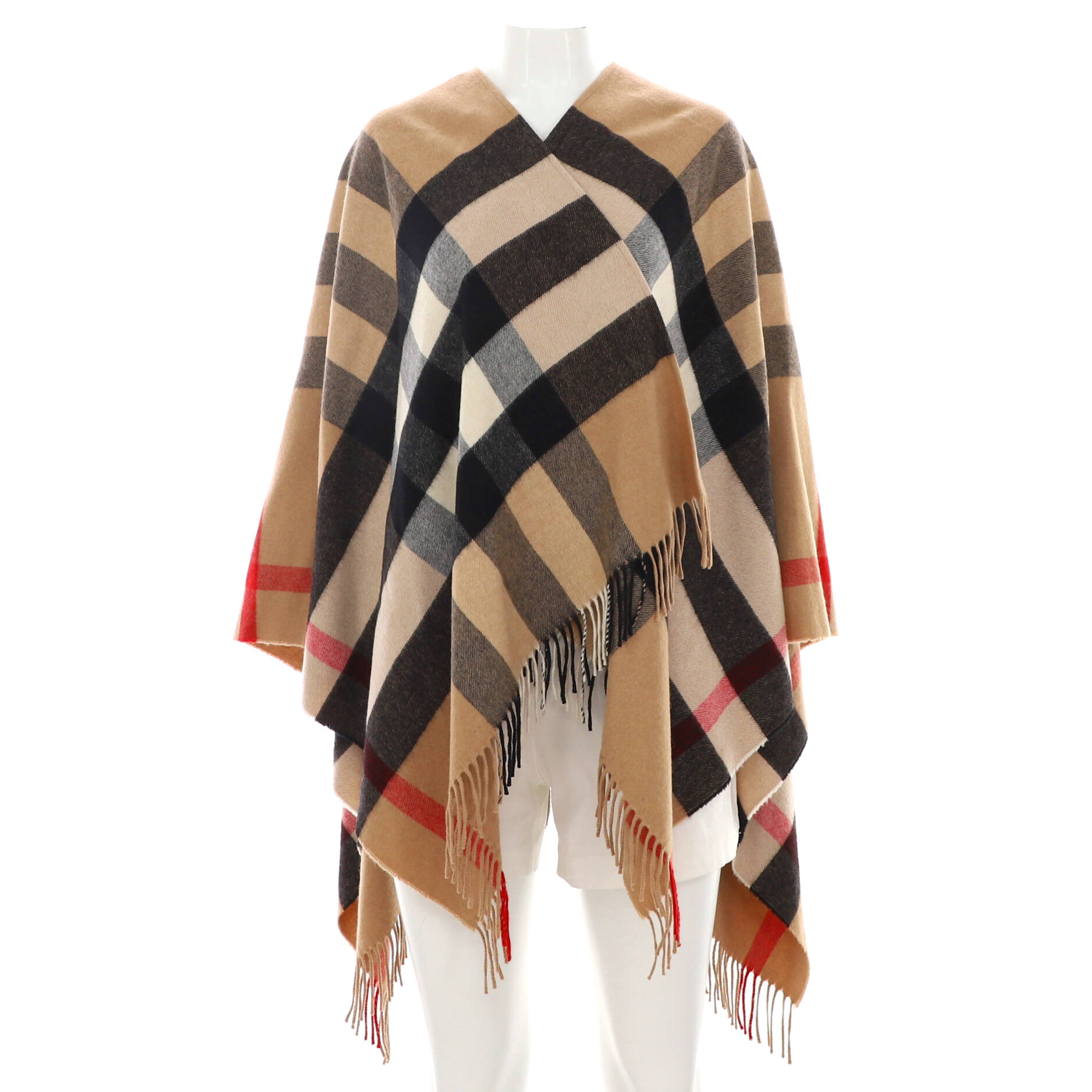 Women's Mega Check Cape Wool and Cashmere