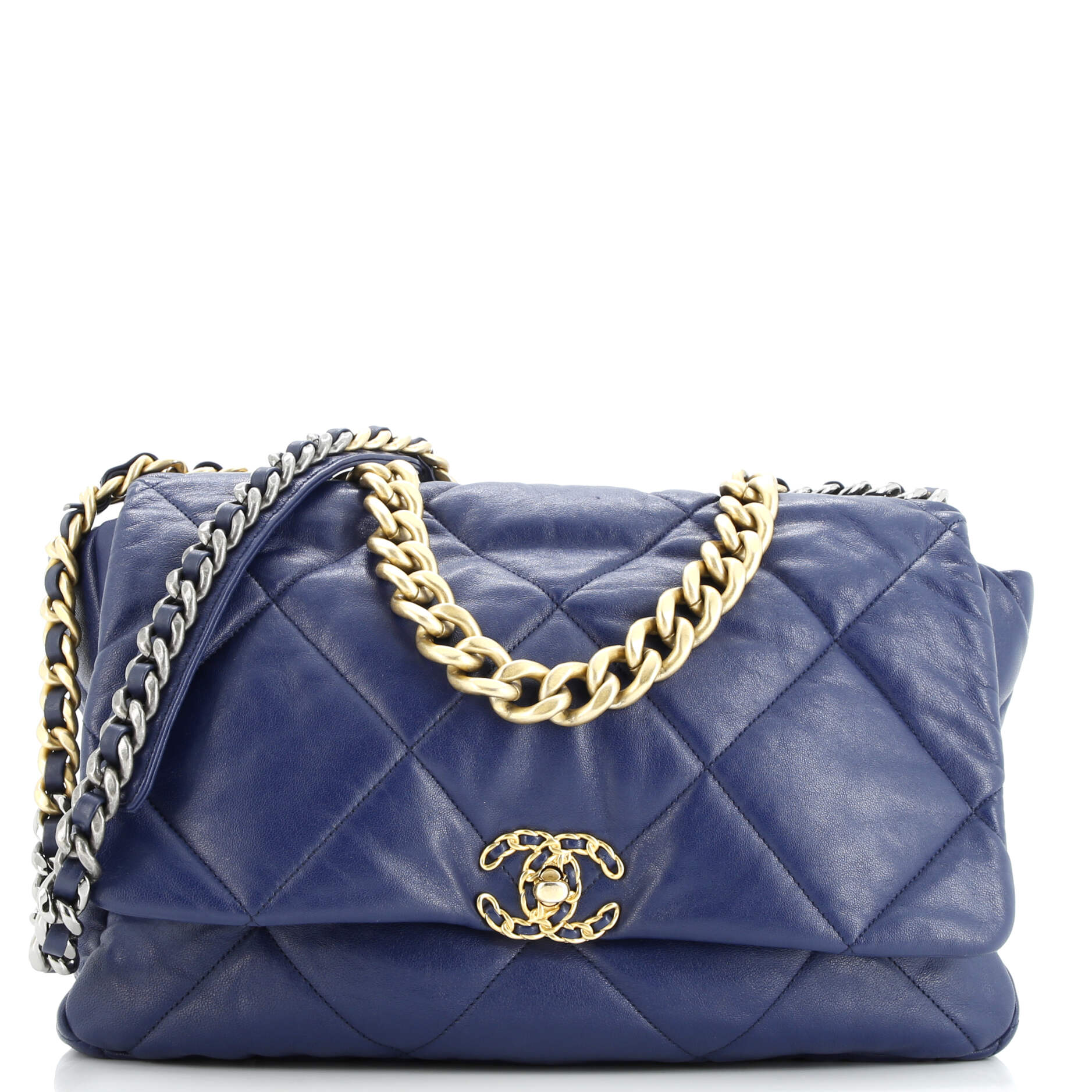 19 Flap Bag Quilted Leather Maxi