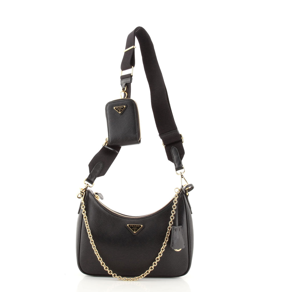 Prada Re-Edition 2005 Shoulder Bag Saffiano Leather Small Black 1016021