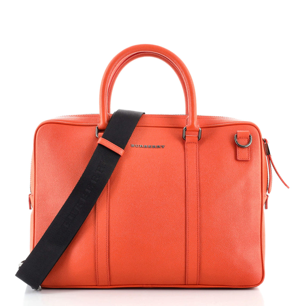 Burberry Newburg Briefcase Leather Medium Orange 1021811