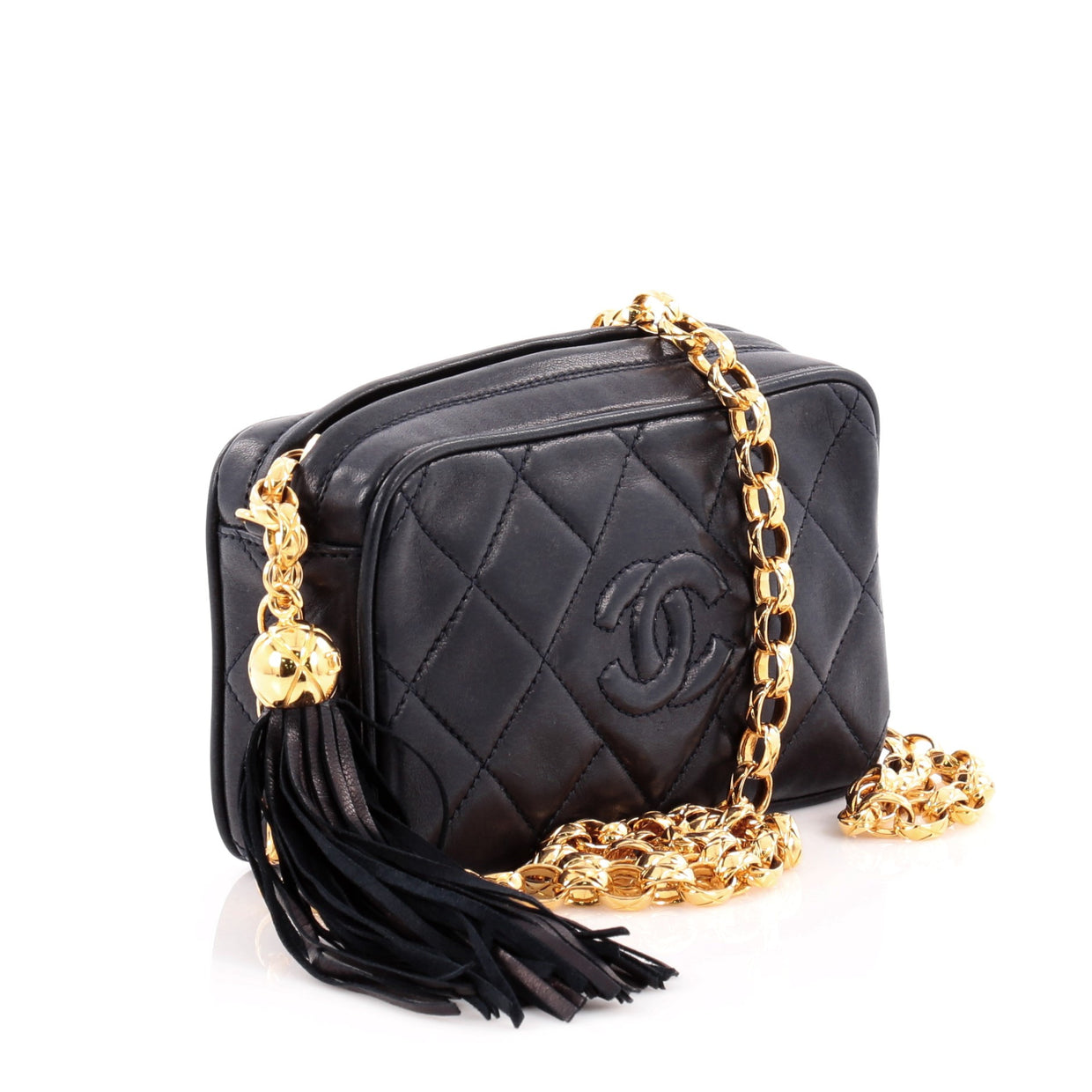 Chanel Vintage Diamond CC Camera Bag Quilted Leather Mini - Rebag
