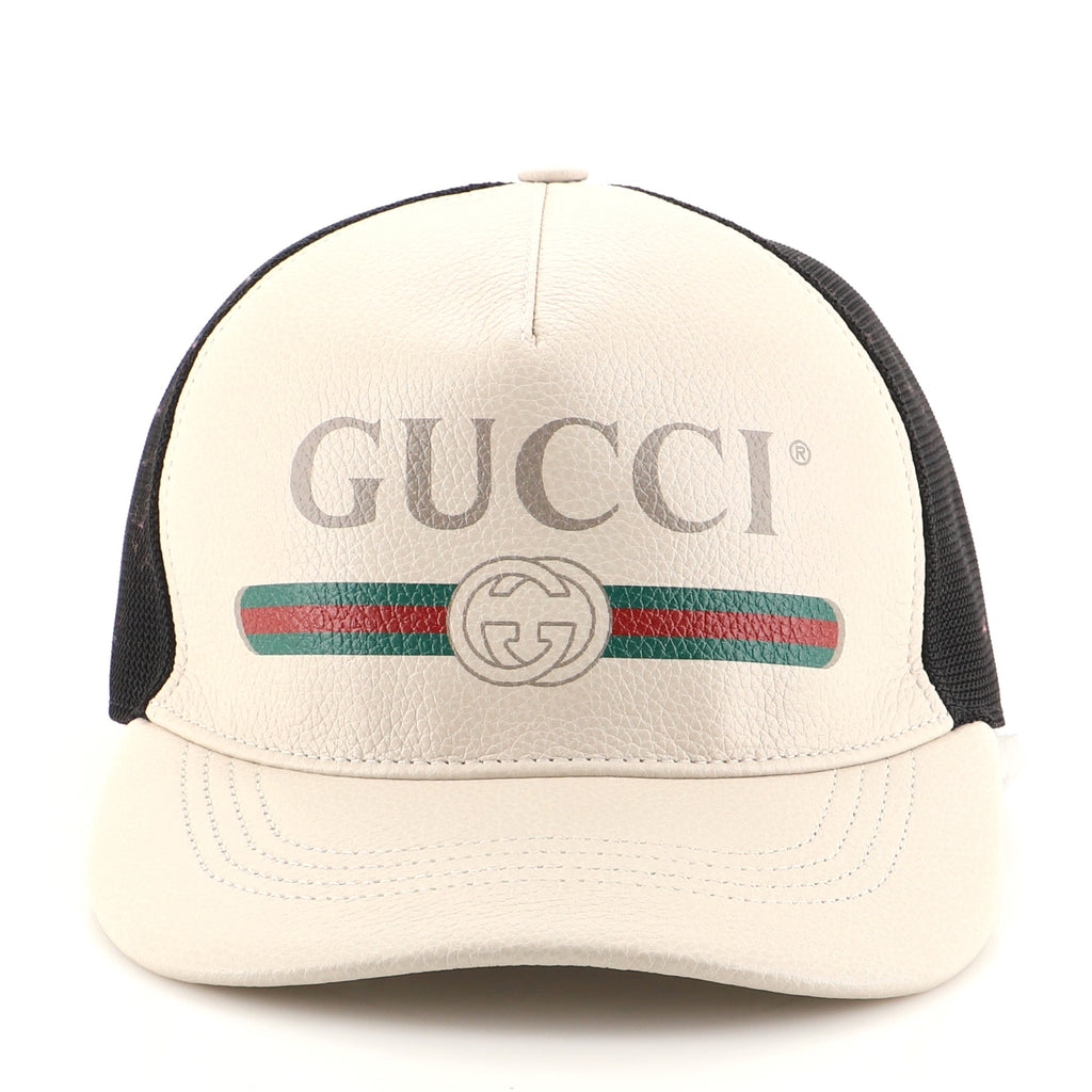 Gucci Logo Baseball Cap Printed Leather Neutral 1069152