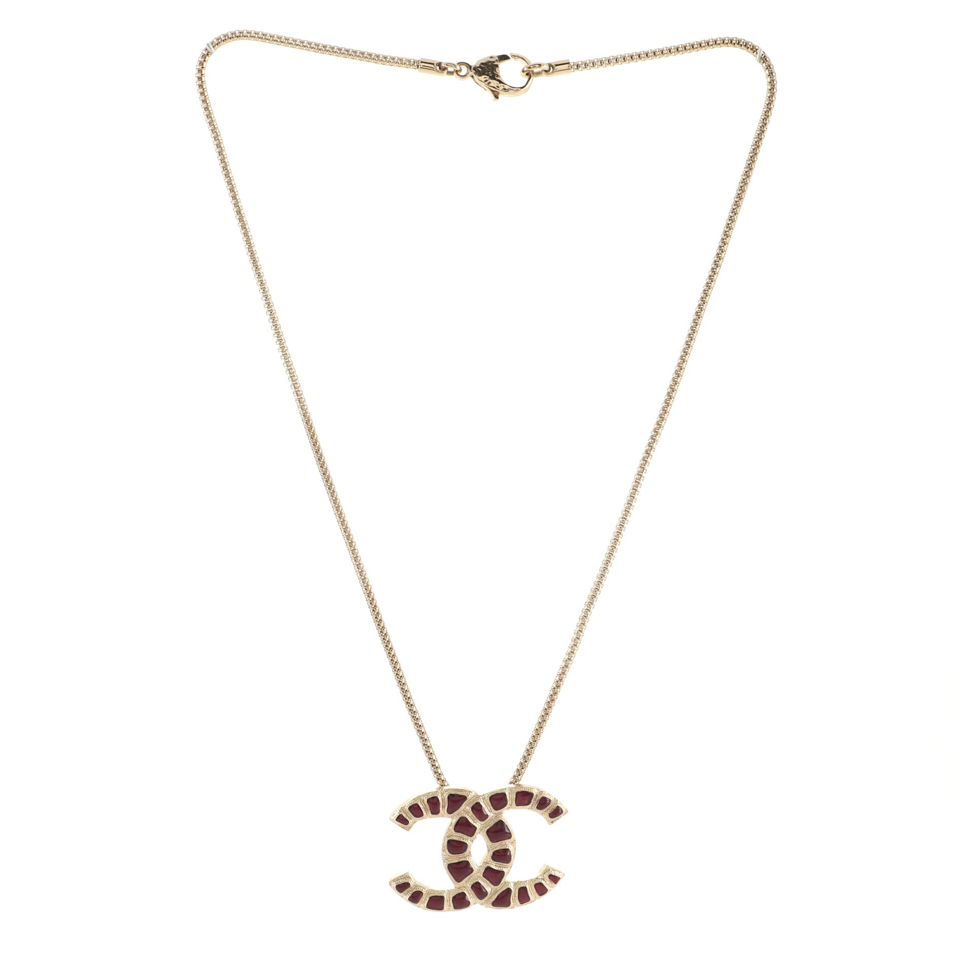 Vintage Chanel Gold Plated Lava CC Pendant Necklace