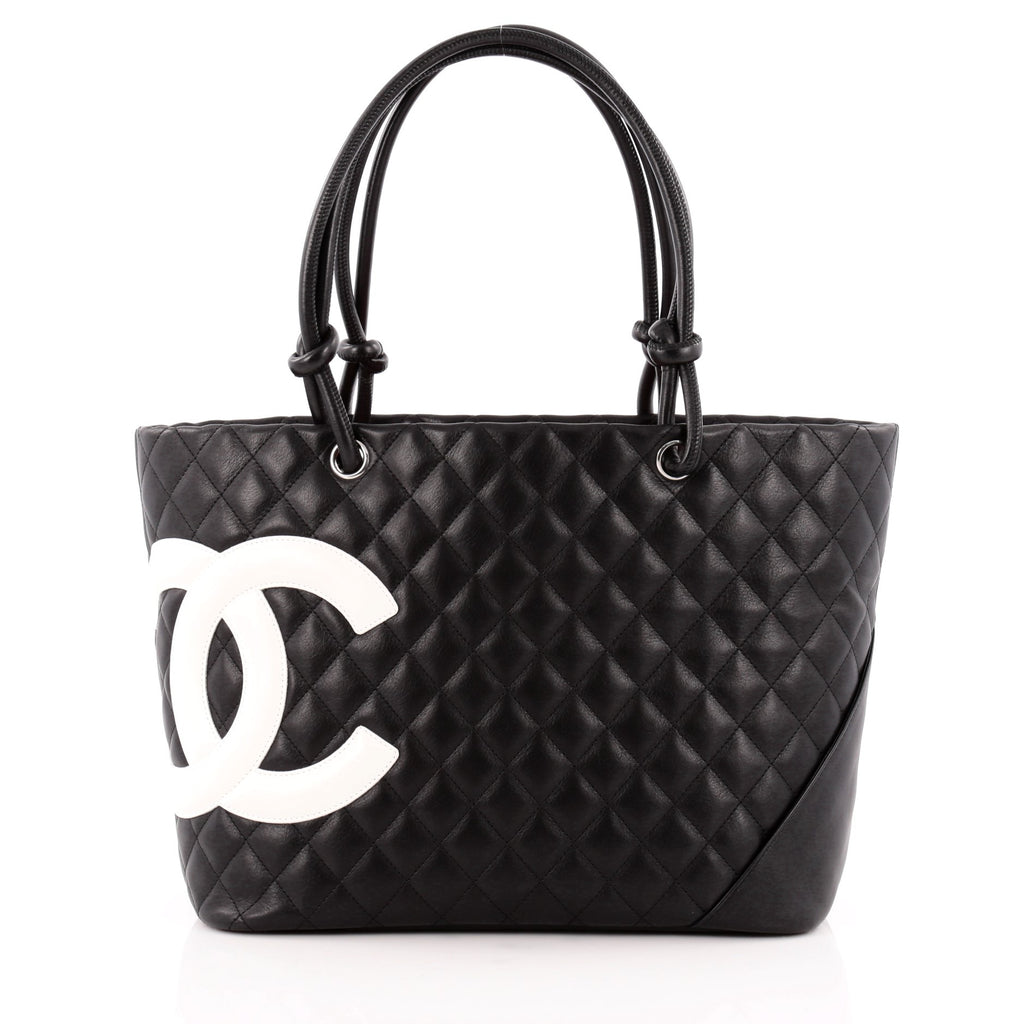 Buy Chanel Cambon Tote Quilted Leather Large Black 1095203 – Trendlee
