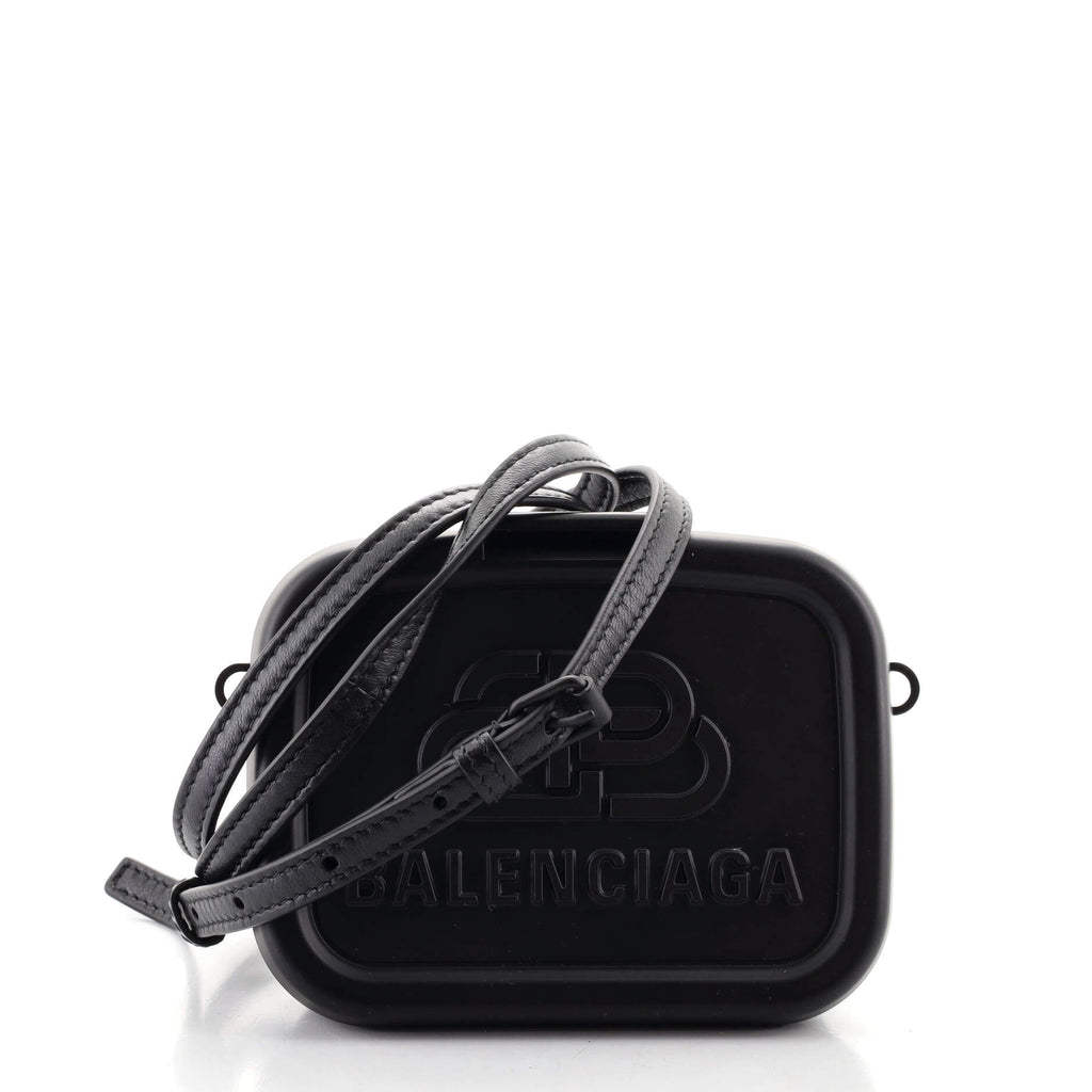 BALENCIAGA Recycled Plastic Embossed Lunch Box Top Handle Bag Black 806553   FASHIONPHILE
