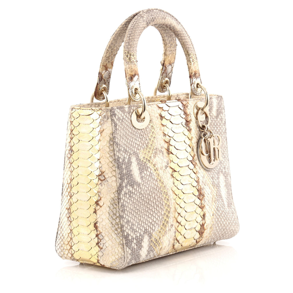 Buy Christian Dior Lady Dior Handbag Python Medium Gold 1112002 – Rebag