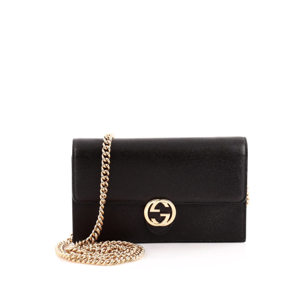 Buy Gucci Interlocking Wallet on Chain Leather Black 1120903 – Trendlee