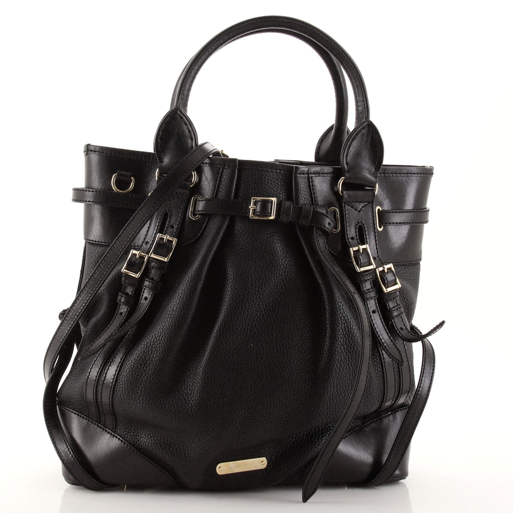 Burberry Bridle Whipstitch Tote Leather Medium Black 1125593