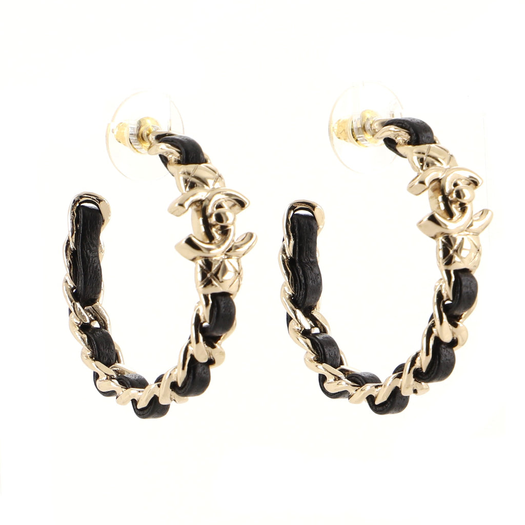 Chanel  2021 Gold Large Hoop CC Logo Earrings  All The Dresses