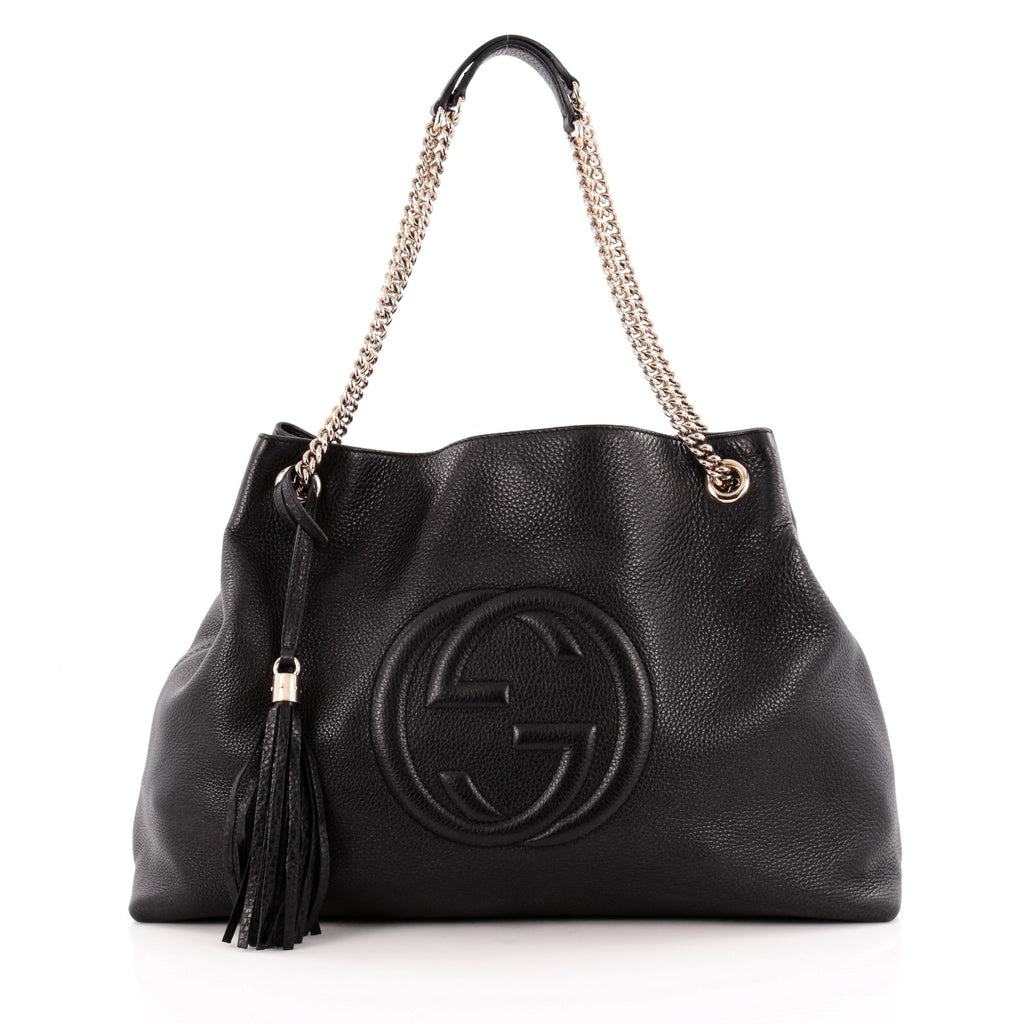 Buy Gucci Soho Shoulder Bag Chain Strap Leather Large Black 1149801 – Rebag