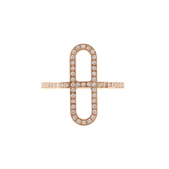 Hermes Ever Chaine d'Ancre Ring 18K Rose Gold and Diamonds Small Rose