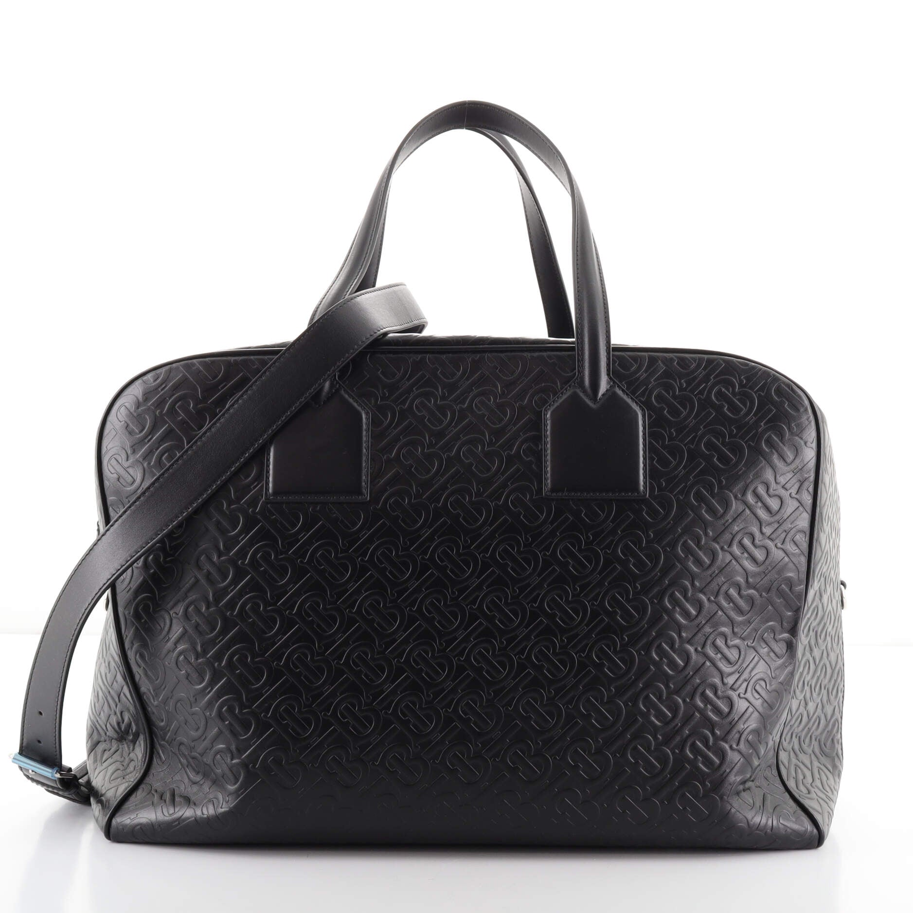 Burberry Embossed Monogram Black Leather Tote