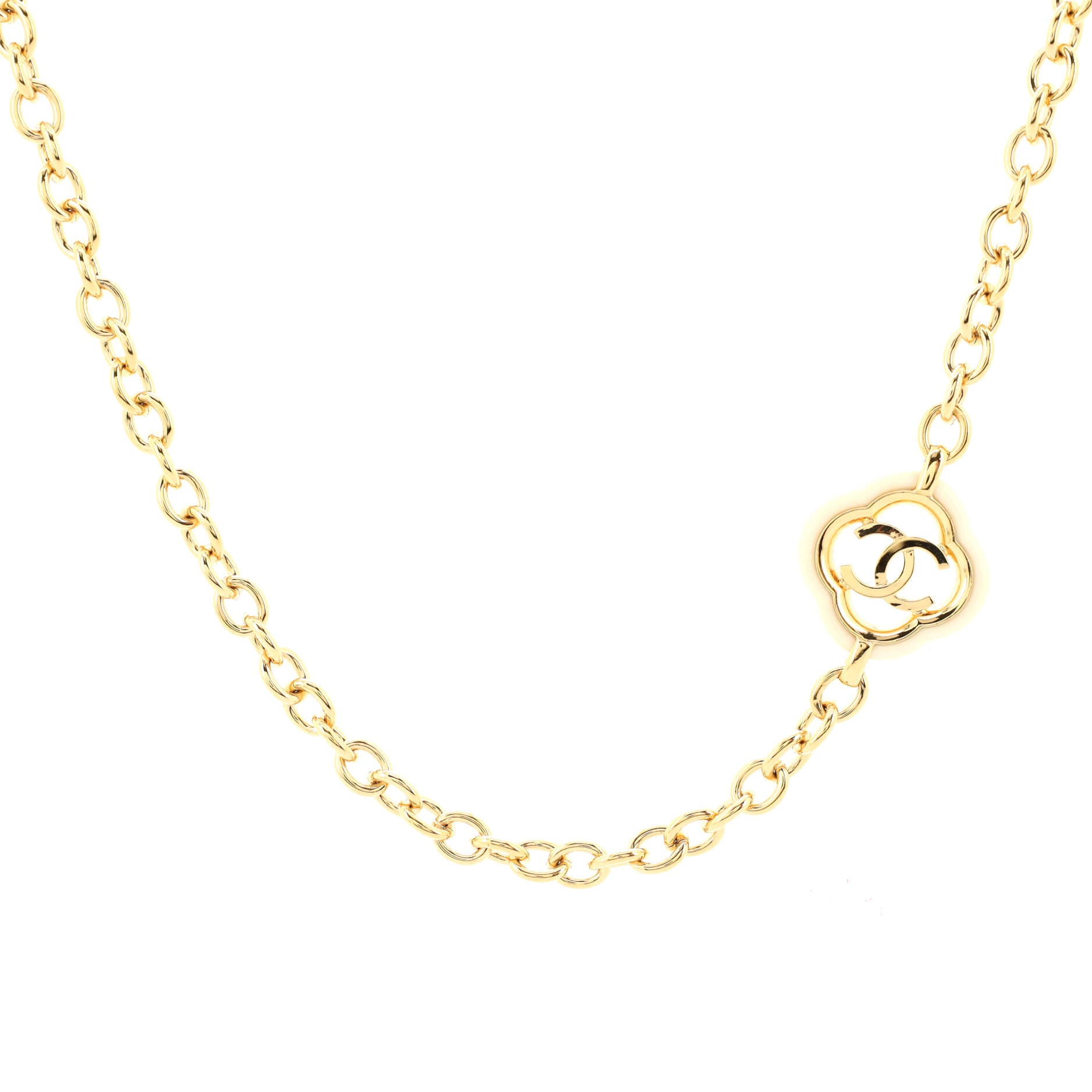 Chanel Resin Clover Pendant Necklace