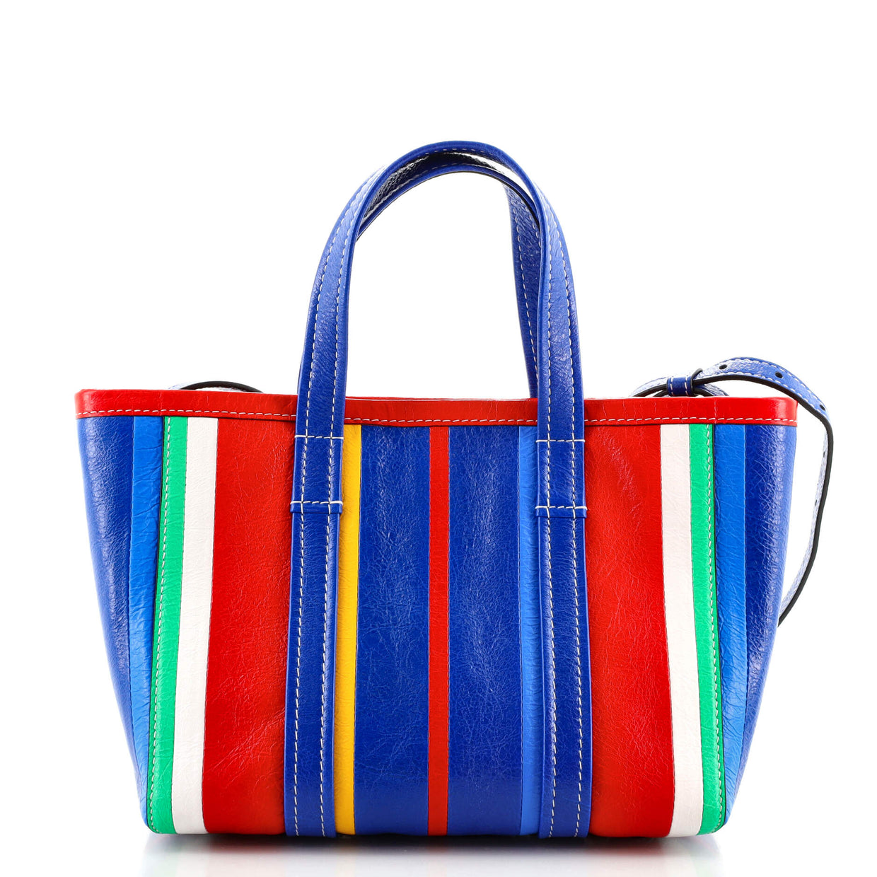 Balenciaga Barbes East-West Shopper Tote Striped Leather Small ...