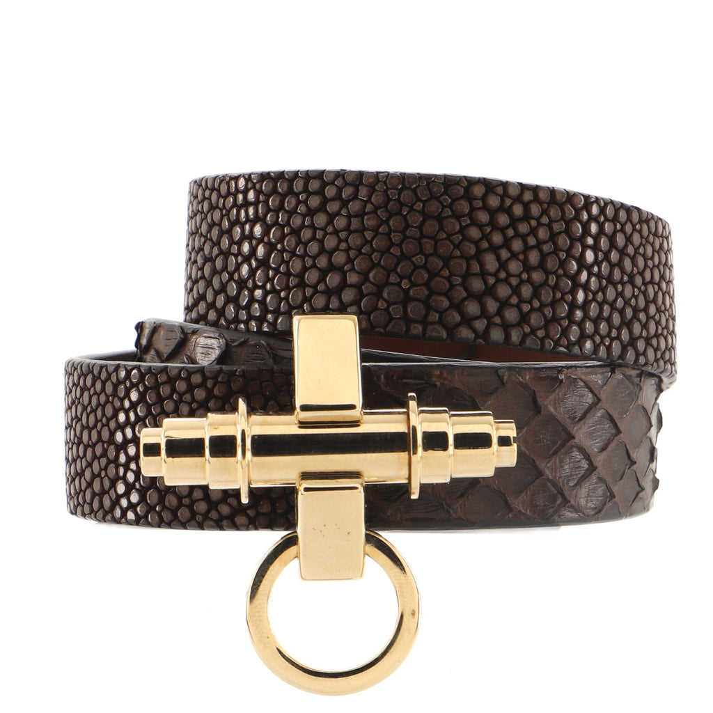 Givenchy Obsedia Triple Wrap Bracelet Python and Snakeskin Black 1235553