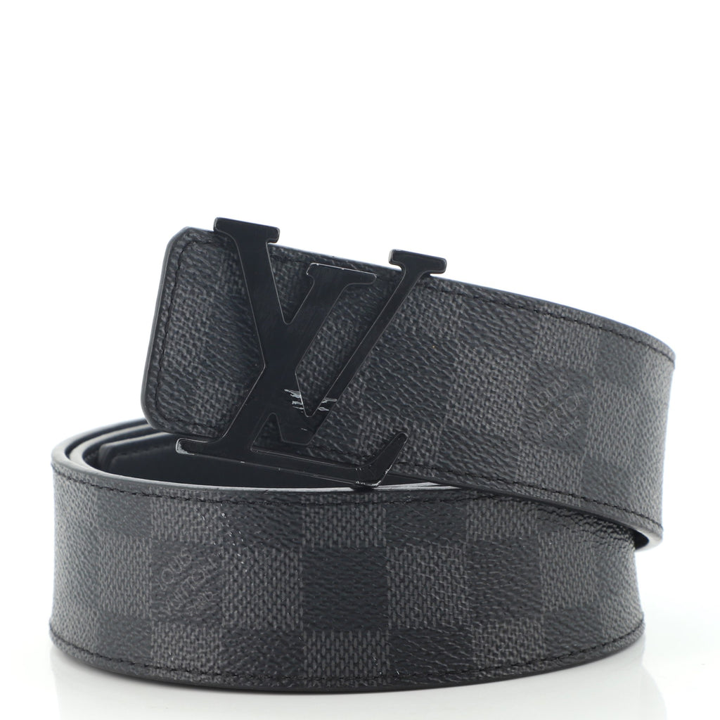 Louis Vuitton LV Initiales Reversible Belt Monogram Eclipse Taiga 40MM Black  in Taiga Leather/Canvas with Silver-tone - US