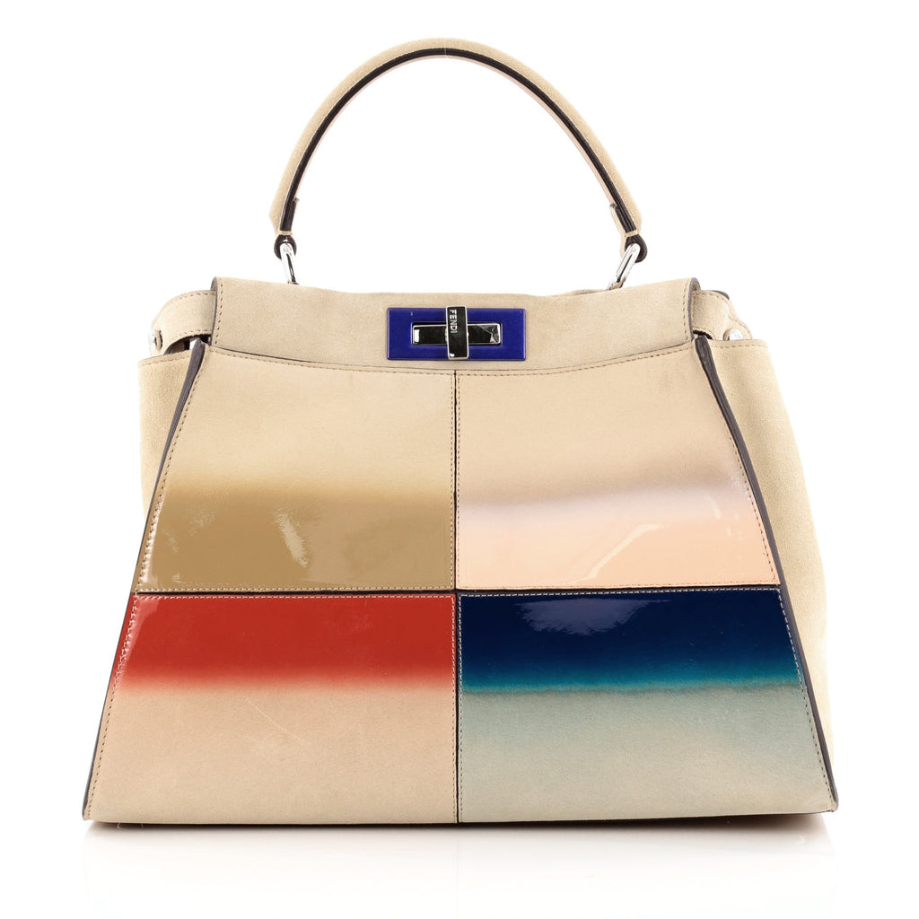 Buy Fendi Color Block Peekaboo Handbag Patent And Suede 1271304 Rebag 7057