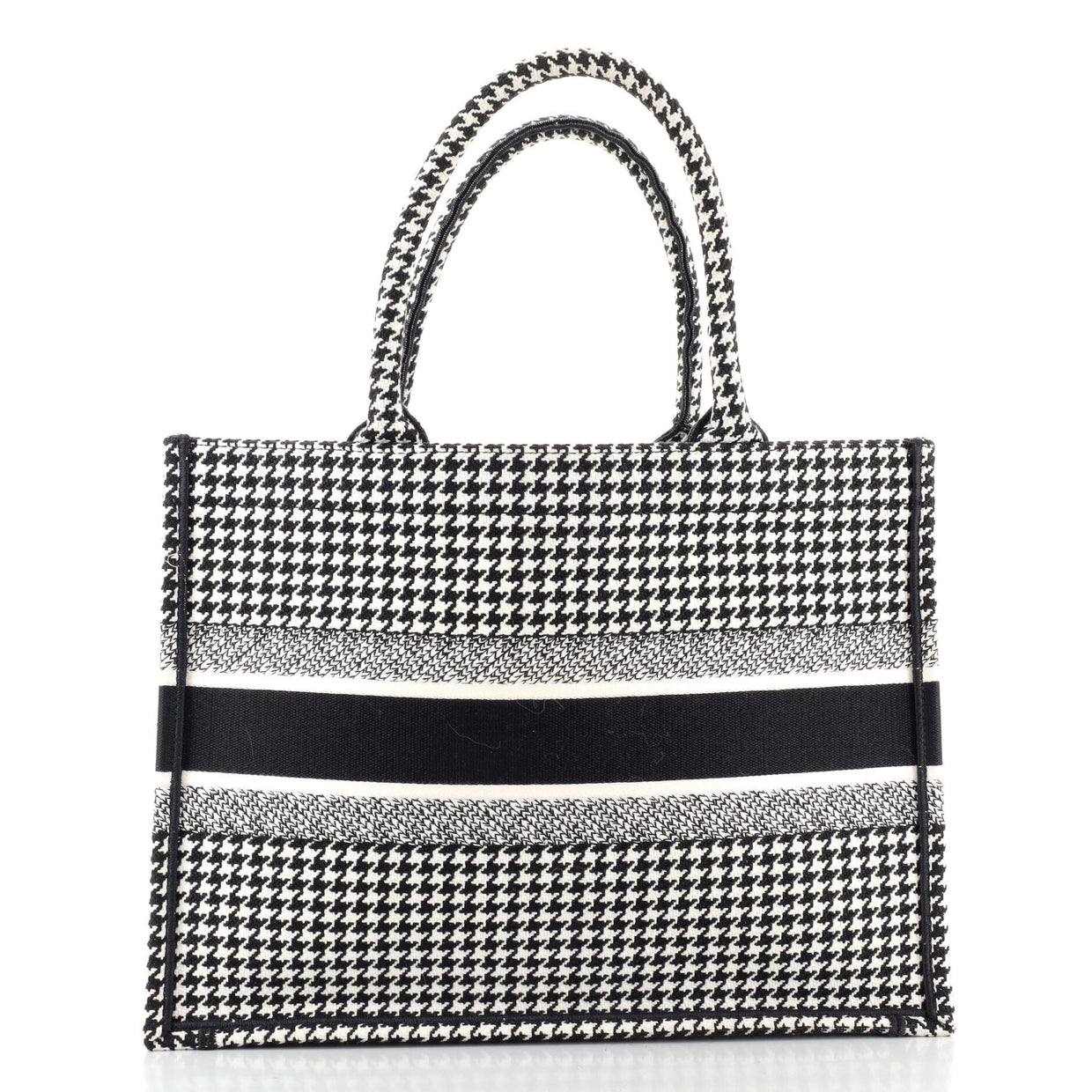 Christian Dior Book Tote Houndstooth Canvas Small Black 1298252