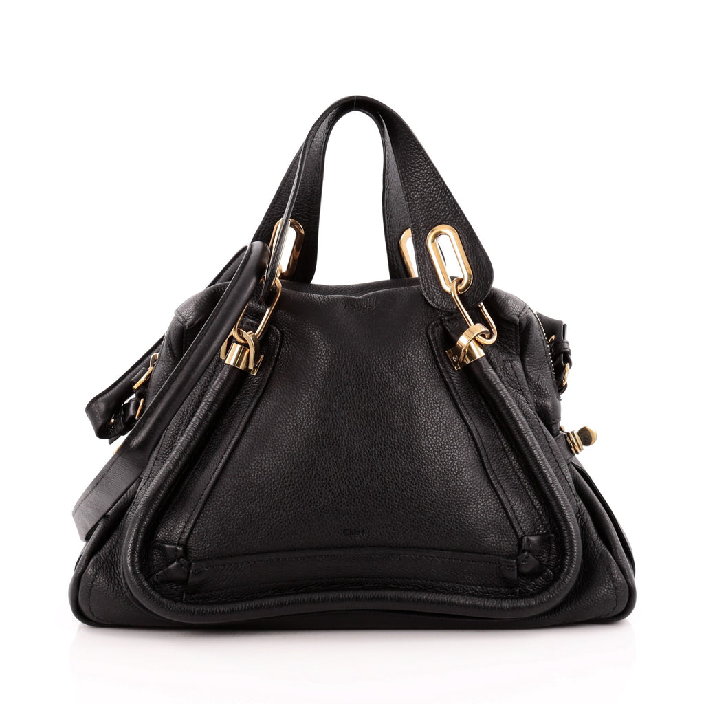 Buy Chloe Paraty Top Handle Bag Leather Medium Black 1312201 – Rebag