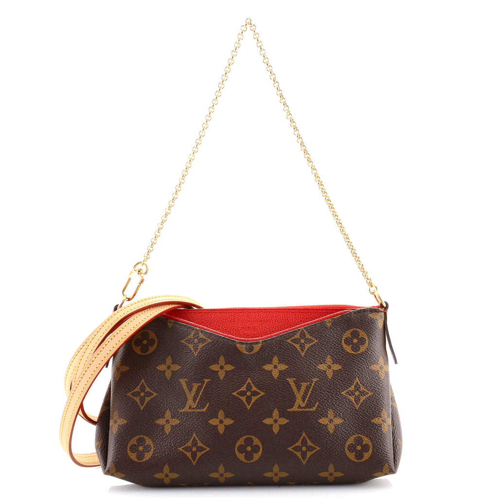 Louis Vuitton Chain Pallas Clutch Black Brown Monogram Canvas Shoulder -  MyDesignerly