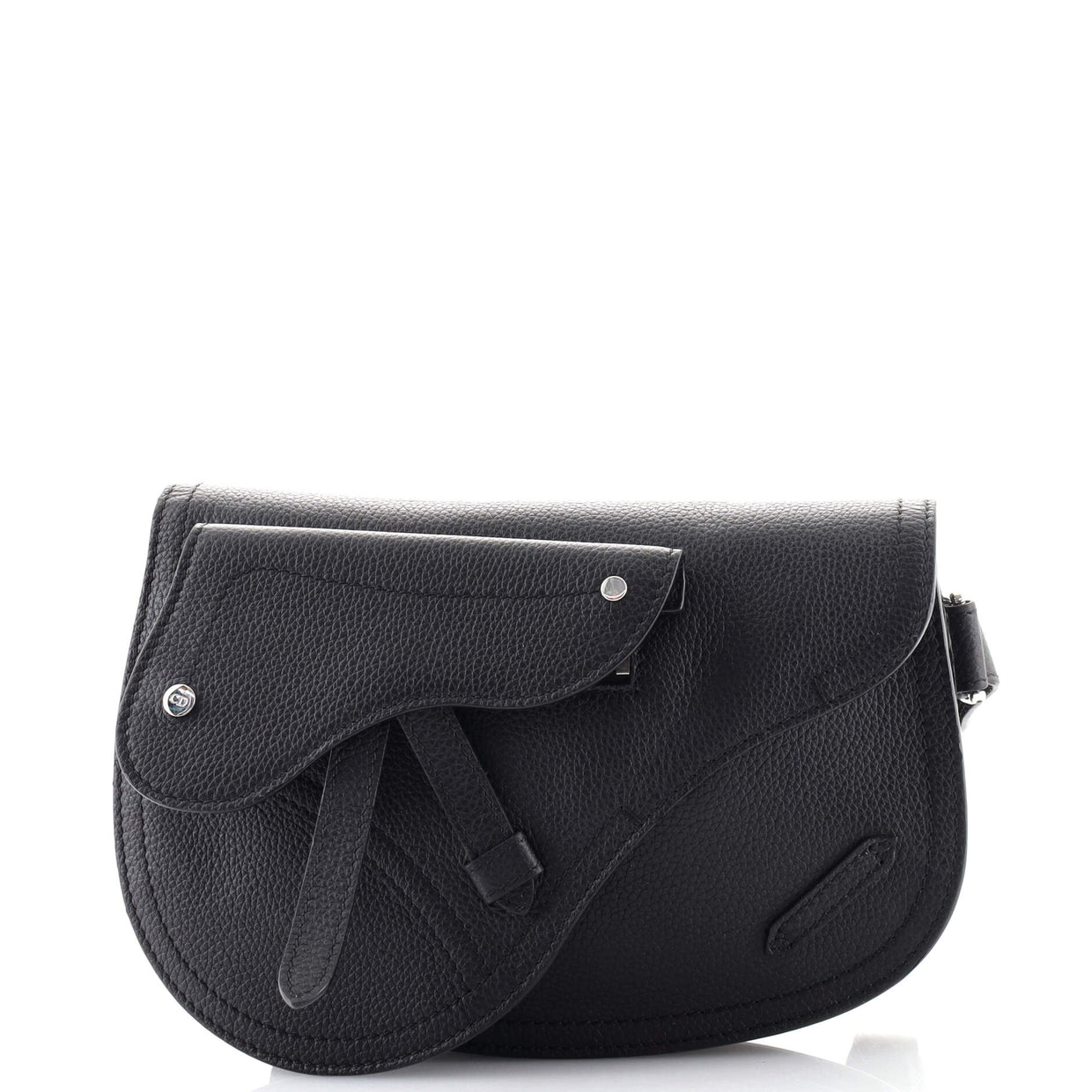 Christian Dior Saddle Messenger Pouch Leather Black 13333688