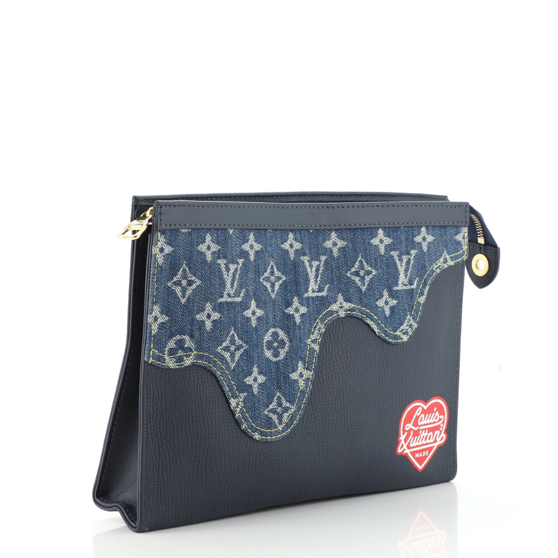 Louis Vuitton x Nigo Pochette Voyage MM Monogram Blue in Denim/Leather with  Gold-tone - US