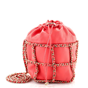 Chanel Chain Frame CC Drawstring Bucket Bag Lambskin Mini Pink 134333515