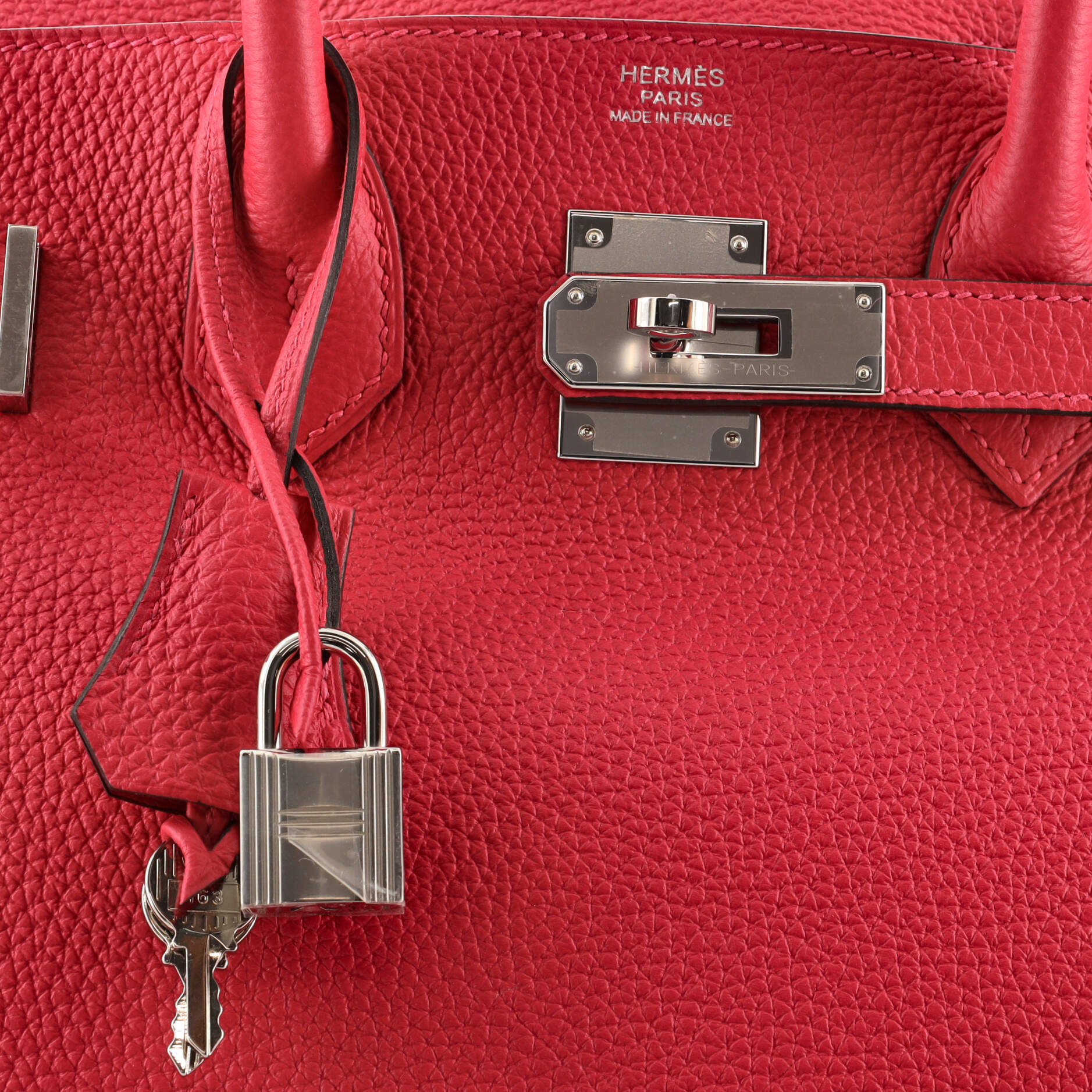 Hermes Rouge Red Ostrich Leather Palladium Hardware Birkin 30 Bag