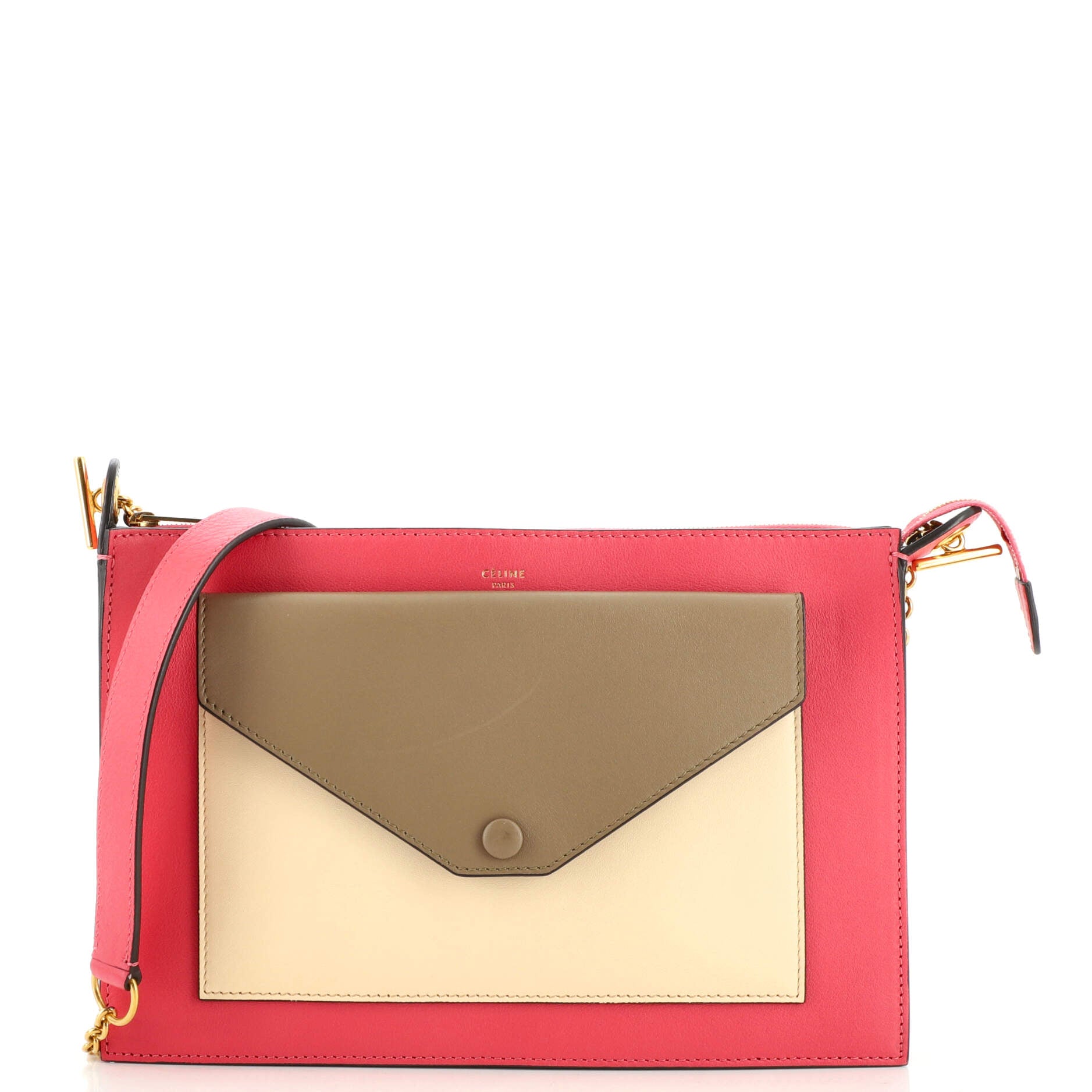 CELINE Pocket Clutch on Chain Leather Medium