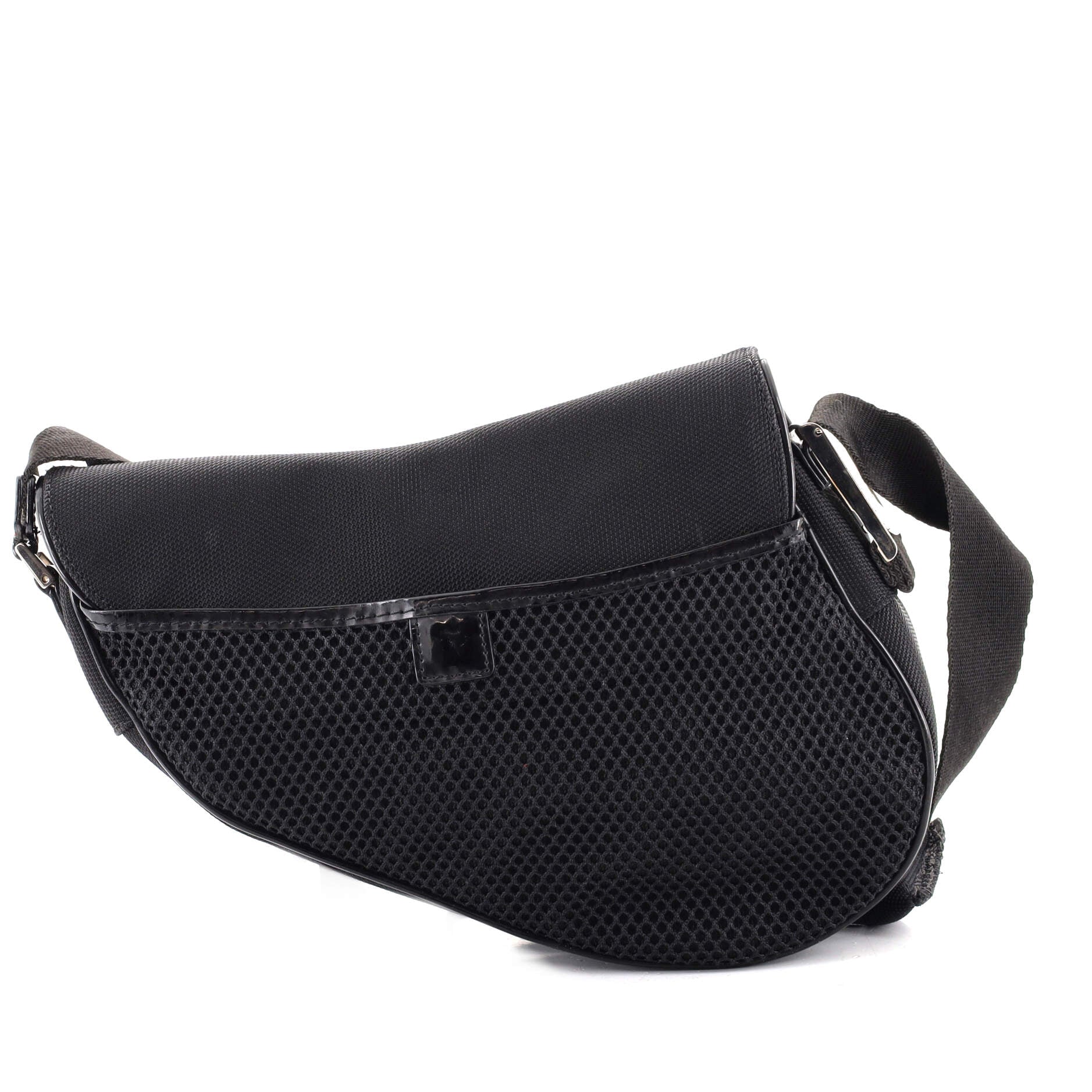 Christian Dior Black Vintage Mesh Sport Saddle Bag