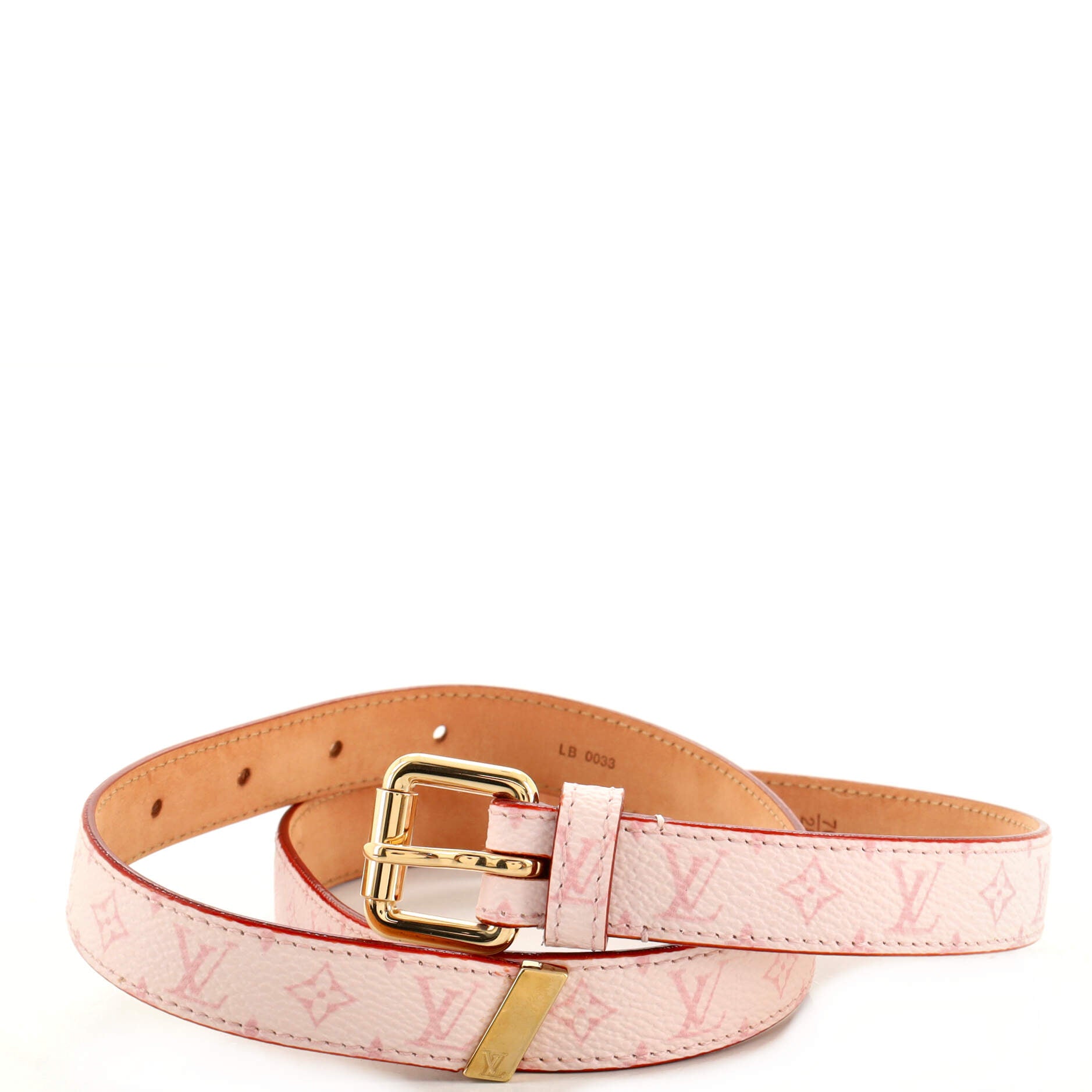 Louis Vuitton Ultra Rare Cherry Blossom Pink Monogram Belt 70/28 860753 For  Sale at 1stDibs