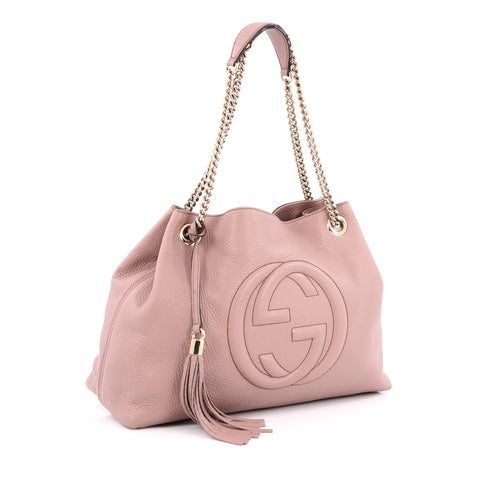 Buy Gucci Soho Shoulder Bag Chain Strap Leather Medium Pink 1403301 – Rebag