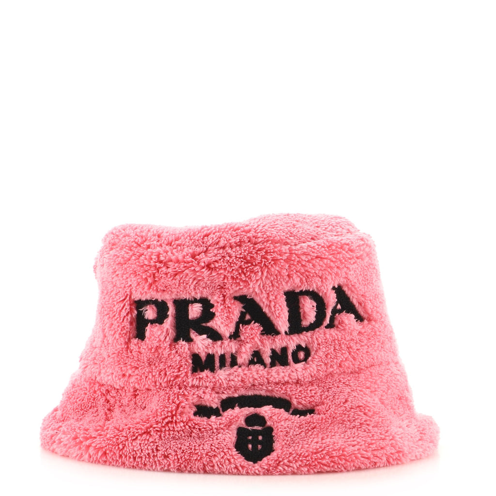 Prada Logo Bucket Hat Printed Terry Cloth Pink 1403611