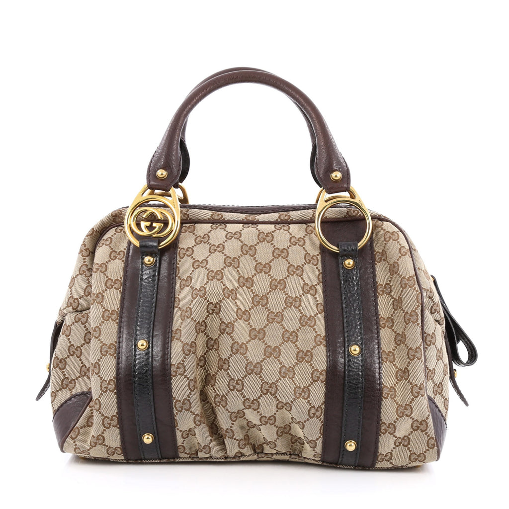 Buy Gucci Interlocking Boston Bag GG Canvas Medium Brown 1412101 – Rebag