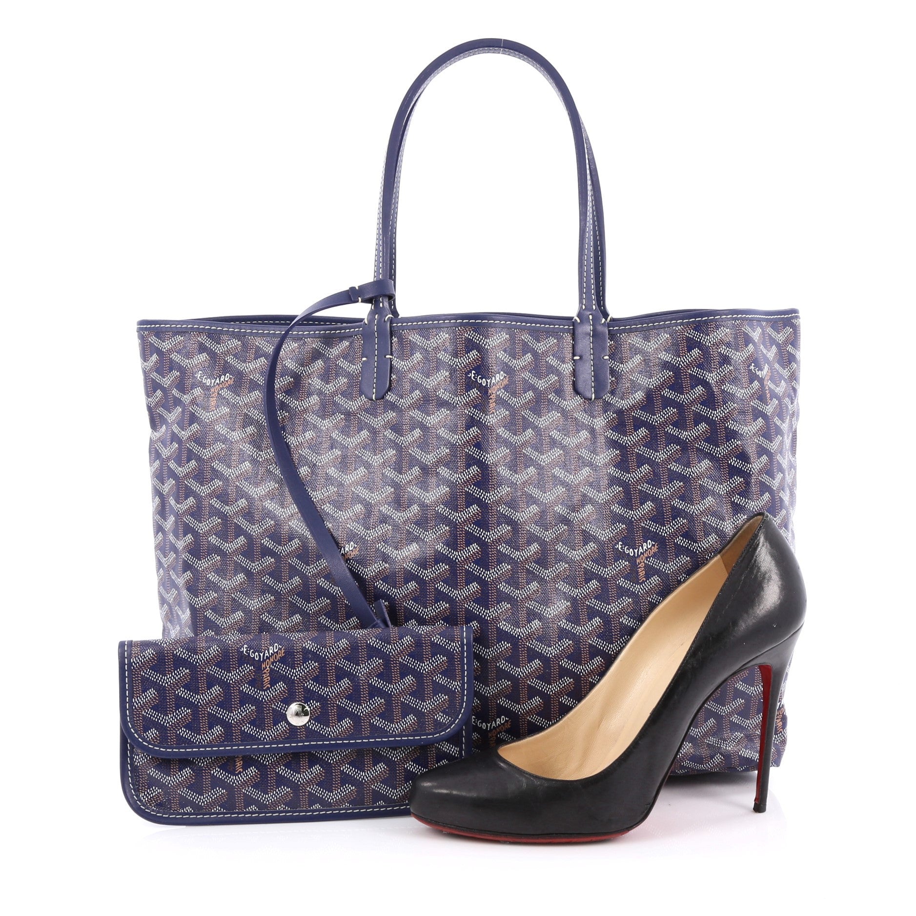 Buy Goyard St. Louis Tote Coated Canvas PM Blue 1415101 – Trendlee