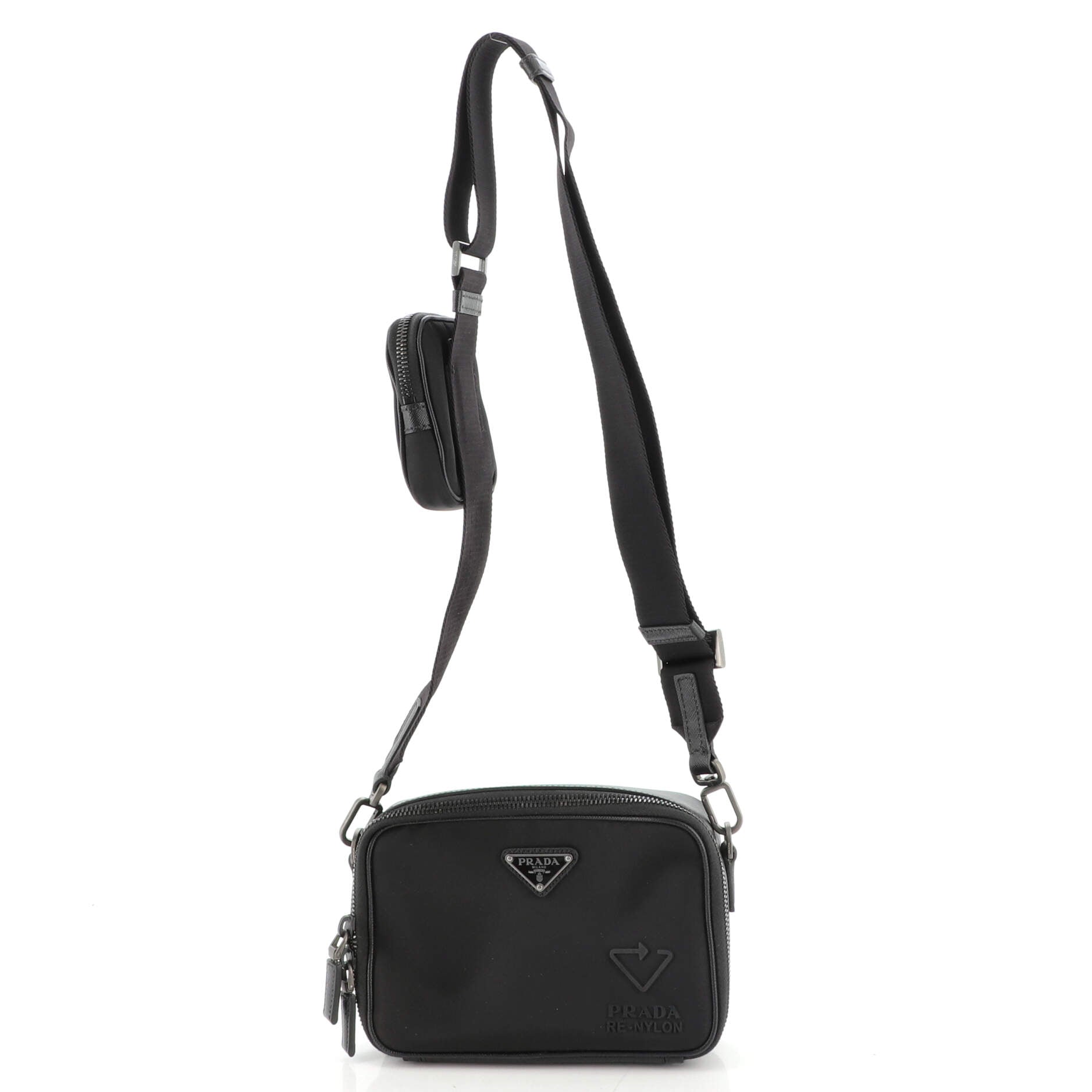 Très Bien - Prada Brique Leather / Nylon Cross-Body Bag Black