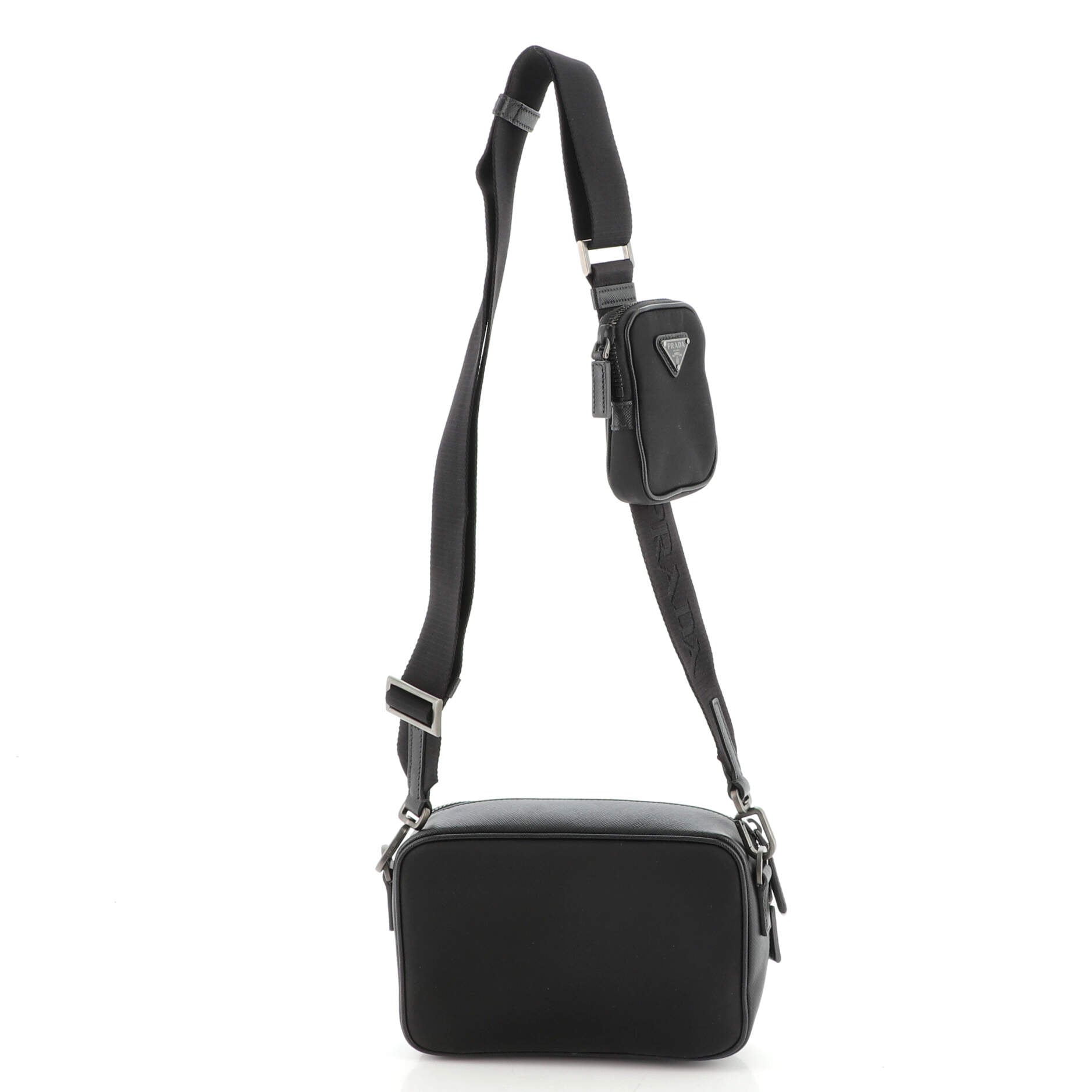 Prada Brique Leather / Nylon Cross-Body Bag Black