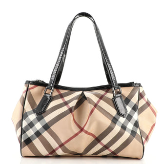 Burberry Melbury Tote Nova Check Canvas Medium Neutral 1439491