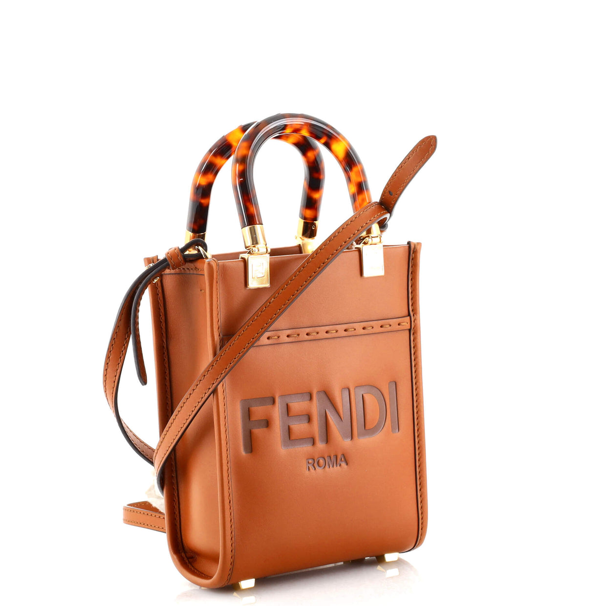 Fendi Sunshine Shopper Tote Leather Mini Brown 145232101