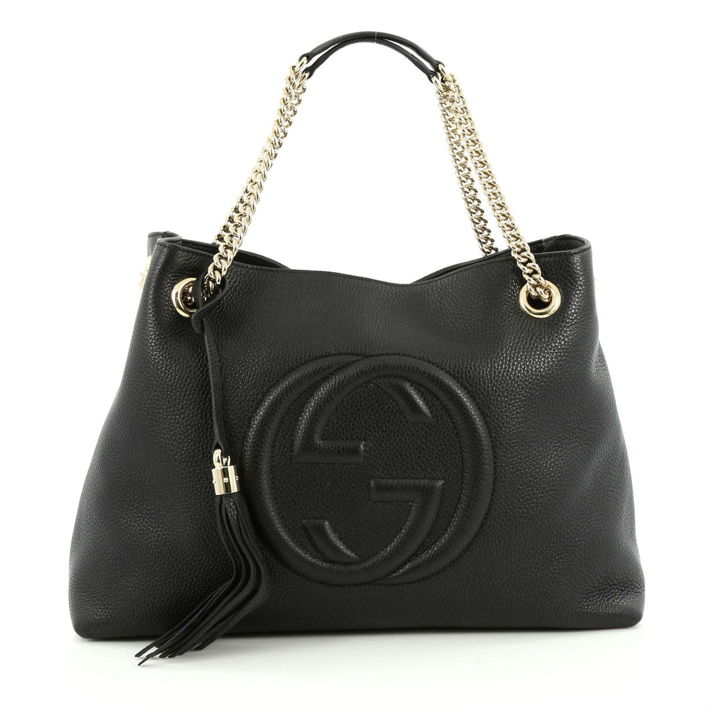 Buy Gucci Soho Shoulder Bag Chain Strap Leather Medium Black 1457802 – Trendlee