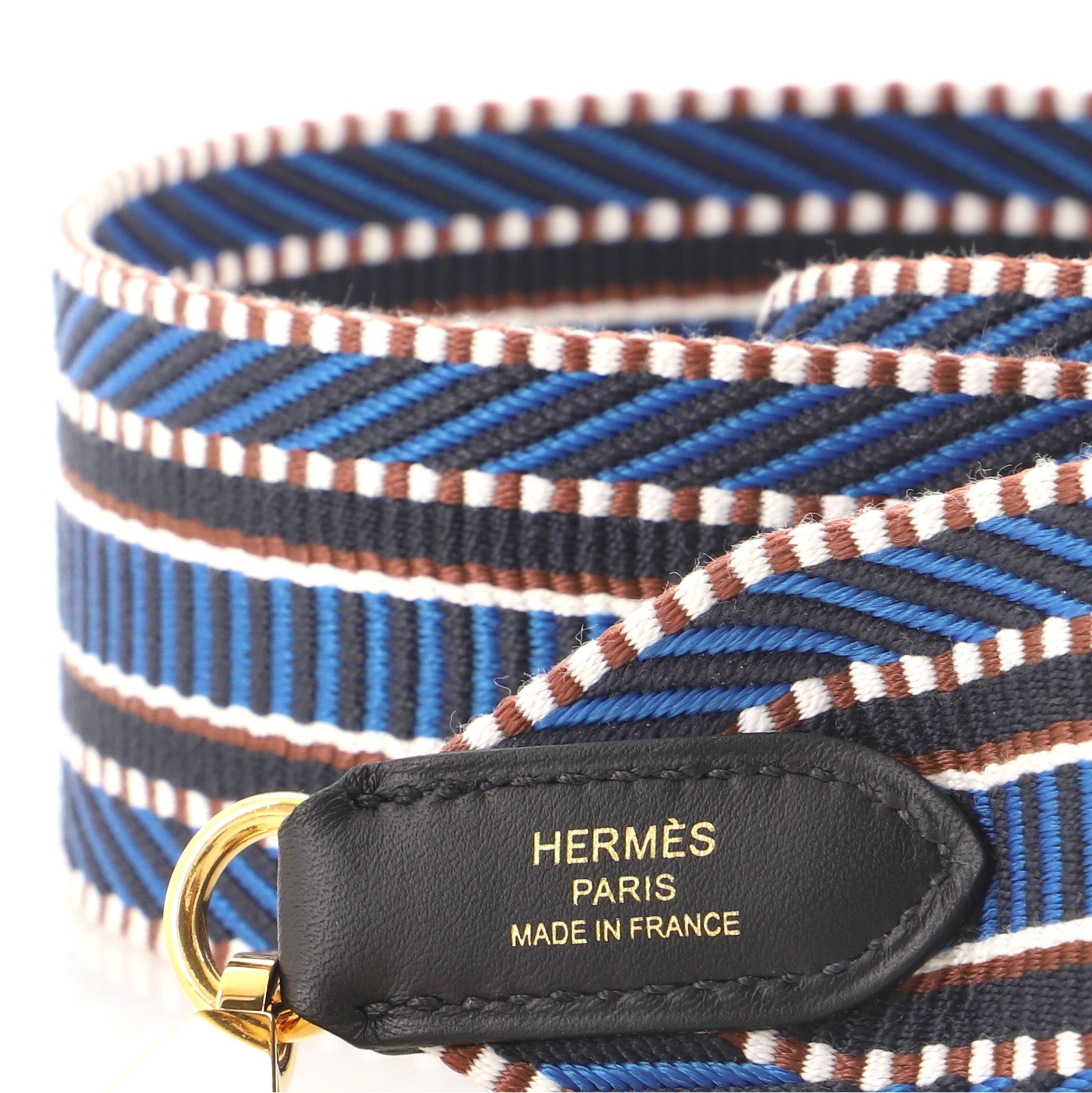 Hermes Sangle Shoulder Strap Cavale Canvas 50 Blue 773262