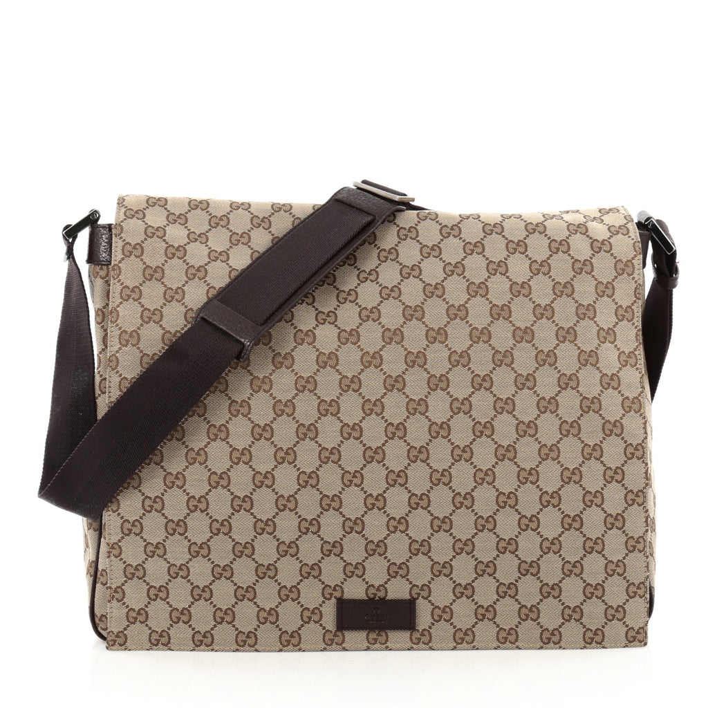 Buy Gucci Flap Messenger Bag GG Canvas Large Brown 1477901 – Rebag