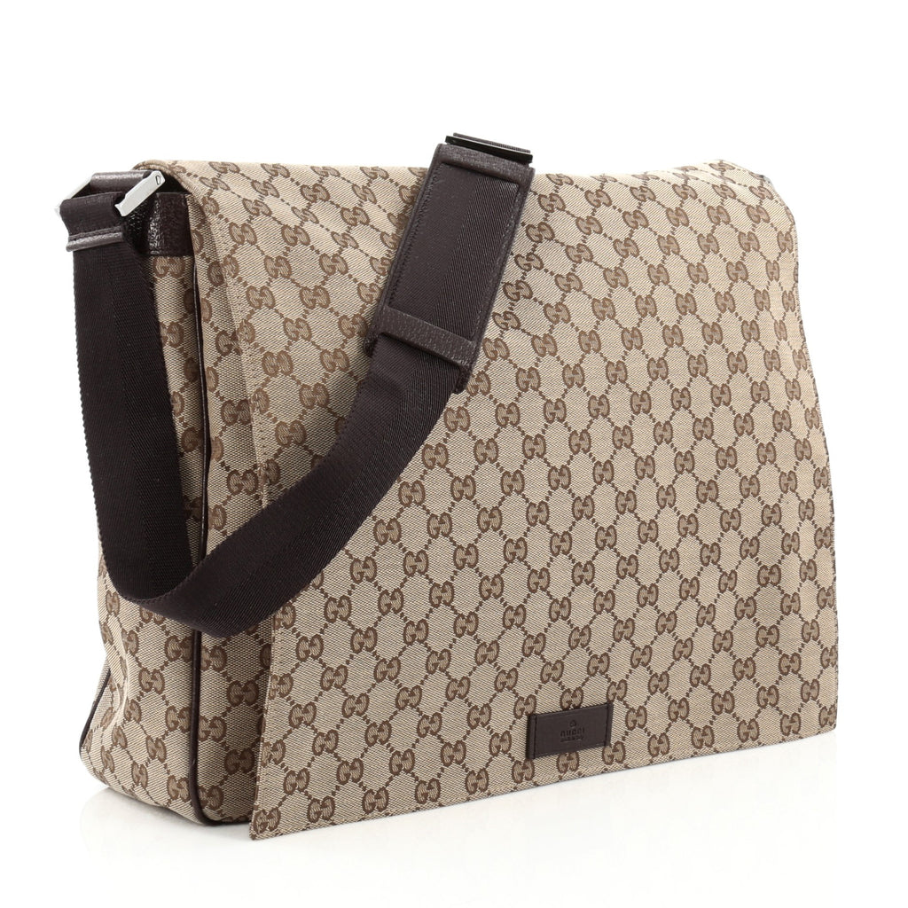 Buy Gucci Flap Messenger Bag GG Canvas Large Brown 1477901 – Trendlee