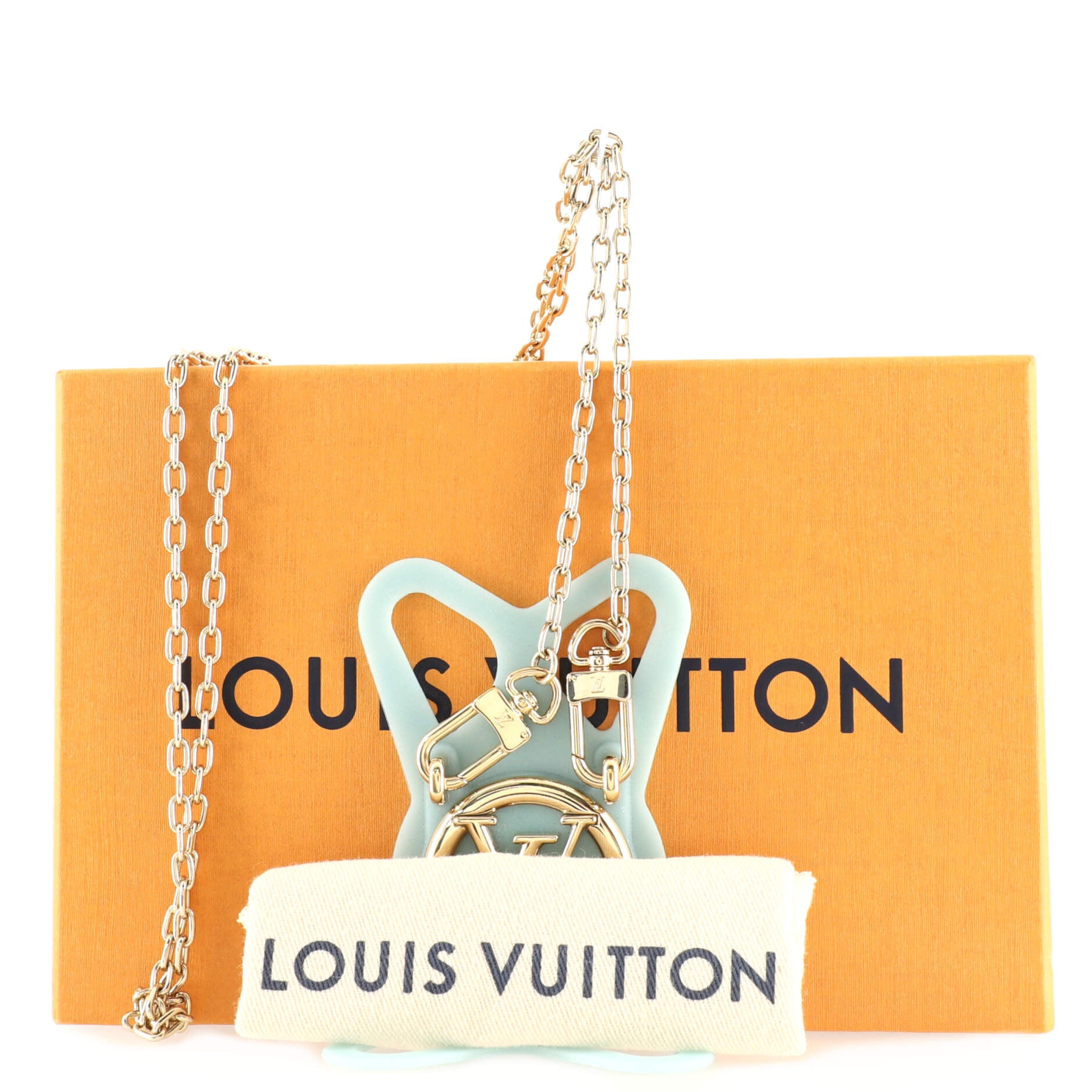 Louis Vuitton Louise Phone Holder Silicone with Metal Chain