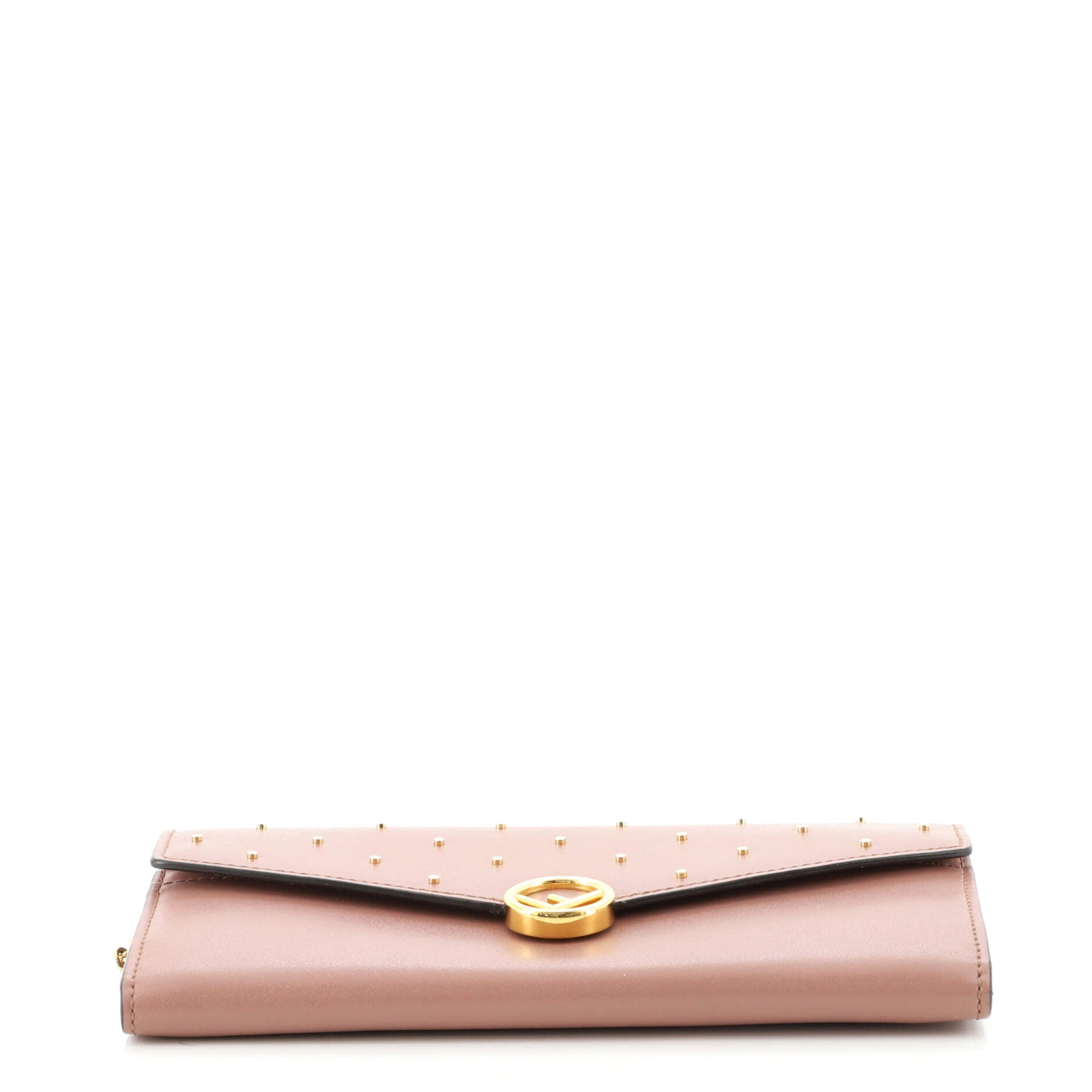 Fendi Continental Wallet on Chain Studded Leather Blue