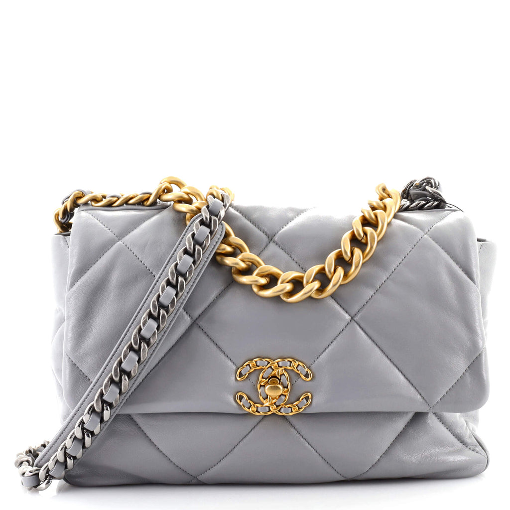 Chanel 19 Classic, 21A Grey Lambskin, New in Box