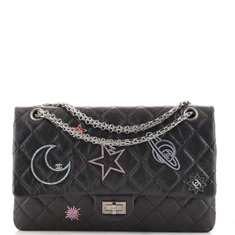 Chanel Limited Edition Silver Canvas Reissue Space Charms 266 Flap Bag