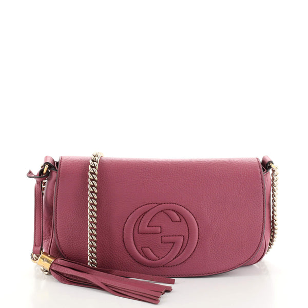 Gucci Soho Chain Crossbody Bag Leather Medium Pink 1532993