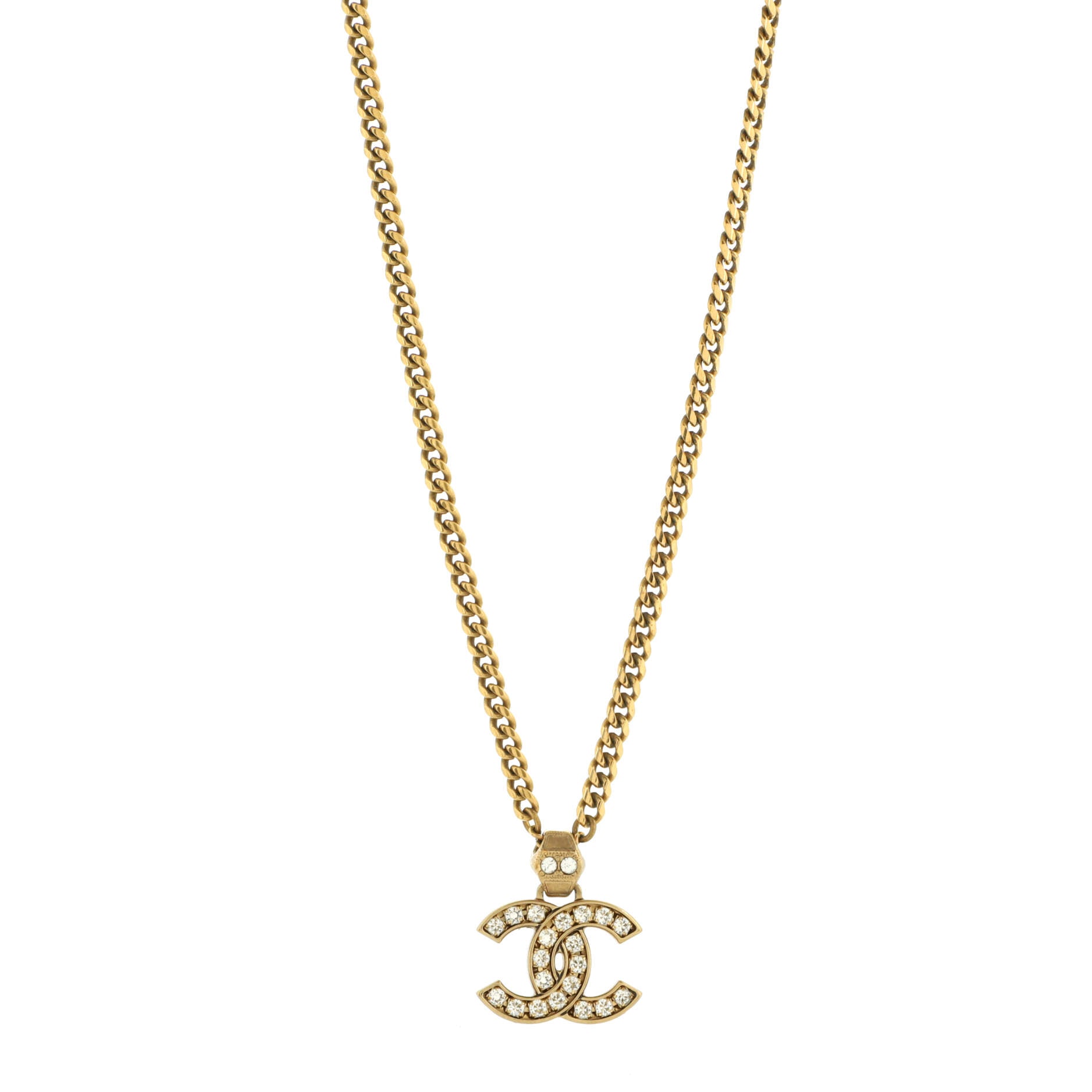 CHANEL Vintage Gold Plated CC Logo Medallion Flower Chain Necklace 1995 -  Chelsea Vintage Couture
