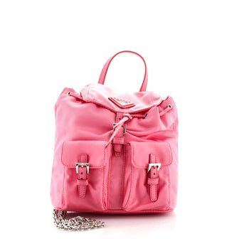 Prada Convertible Chain Backpack Tessuto Mini Pink 1539151